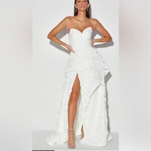 New Bariano Georgiana White Strapless Maxi Dress – Size UK 14 / US 10